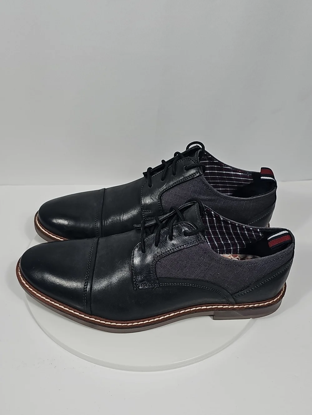 Ben Sherman Birk Cap Toe Oxford Leather Dress Shoes Black 9 Wedding Office Mod